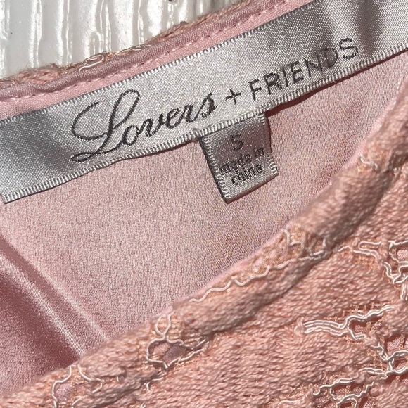 Lovers + Friends x Revolve Blush Pink Lace Long Sleeve Mini Dress Size Small - Picture 11 of 12